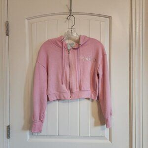Pink Cropped Zip-Up Hoodie With "Spoiled" Text By Rue21 XS